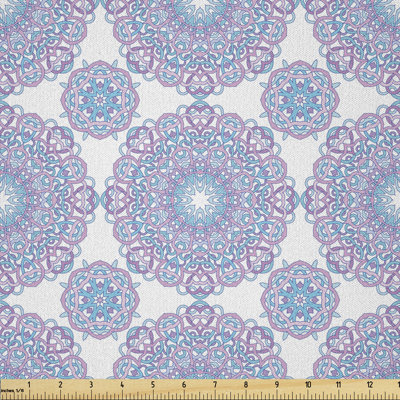 Darquise Yoga Cultural Ornaments in Entangled Lines Flowers Multi-purpose Fabric
