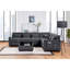 Trey 115"W Grey Chenille Sectional Sofa With Adjustable Backrest, Charging Ports, Pockets, Tufting, Storage Ottoman, Throw Pillows