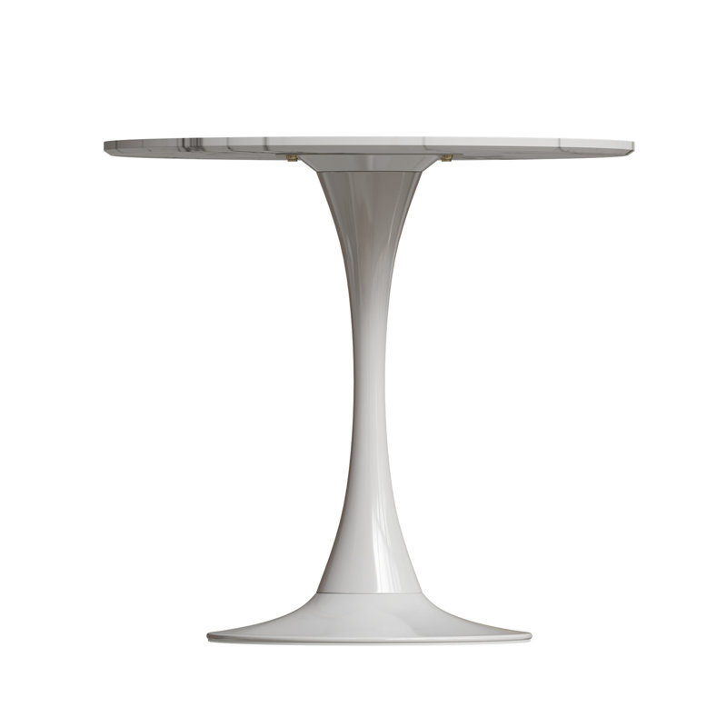 Table de salle à manger ronde de 31,4 po blanche, pieds en métal pour une stabilité accrue, design simple et chic, restaurants adaptés aux finitions blanches, durabilité, style moderne, assemblage facile, polyvalence différente