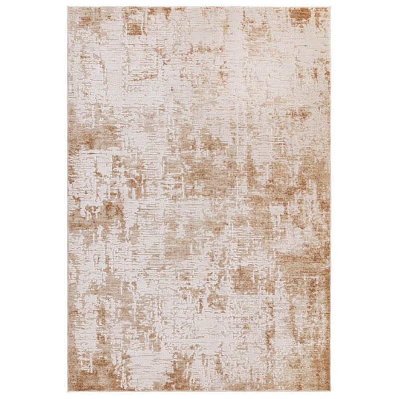 Bezore Abstract Orange/Ivory Area Rug, Rectangle 200 x 300 cm