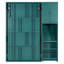 Lit simple bleu sarcelle rotatif avec plan de rangement pour bibliothèque, solution de rangement pour armoire supérieure, surface de travail escamotable et compartiments latéraux à l'ombre, bibliothèque intégrée, boîte dissimulée intégrée, zone extensible