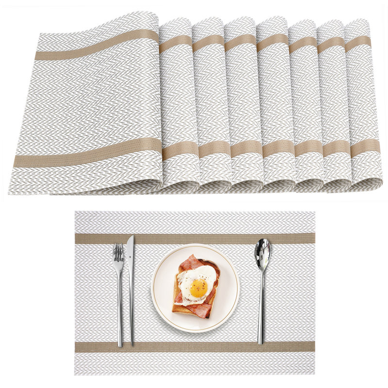Vinyl Rectangle Placemat (Set of 8), Beige