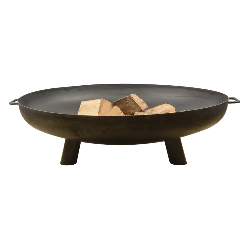 Steel Fire Bowl, Black, 30cm H x 110.20cm W x 100cm D 