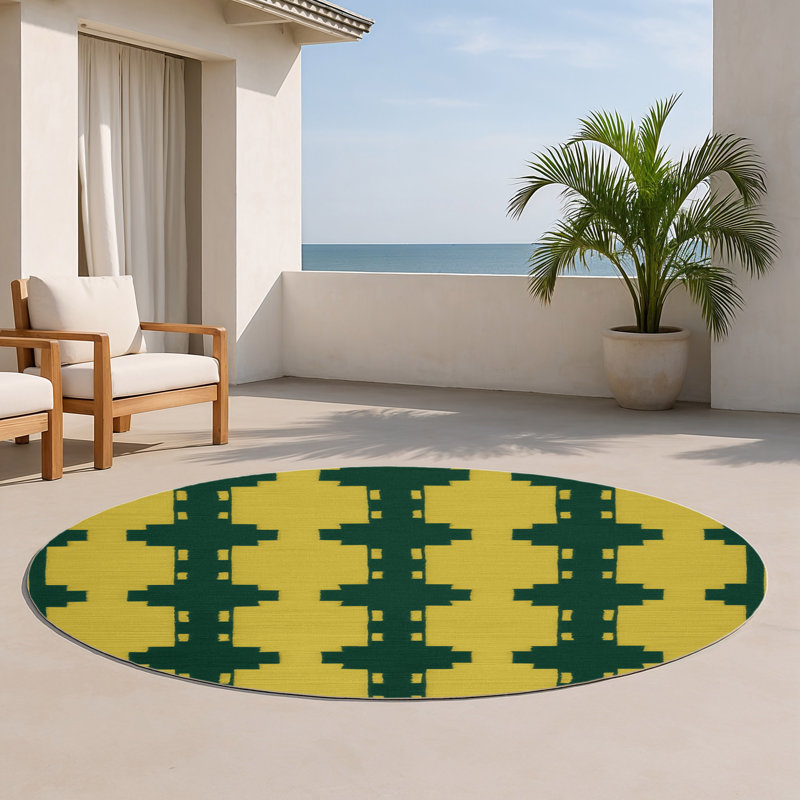 Tapis brun intérieur et extérieur Trellis, Rond 5 pi