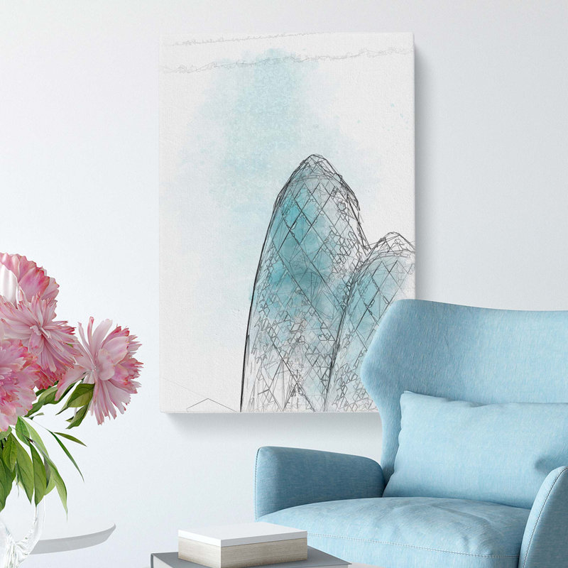 The Gherkin Building In London In Abstract - Wrapped Canvas Print, 76cm H x 50cm W x 3cm D