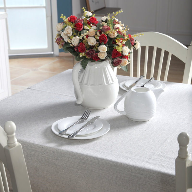 Jamieson High Quality Rectangle Cotton and Linen Tablecloth, Beige