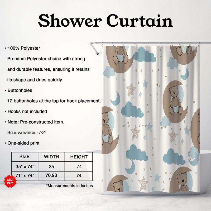 Rideau de douche Infant Bear - Premium, H 74 po x l 71 po