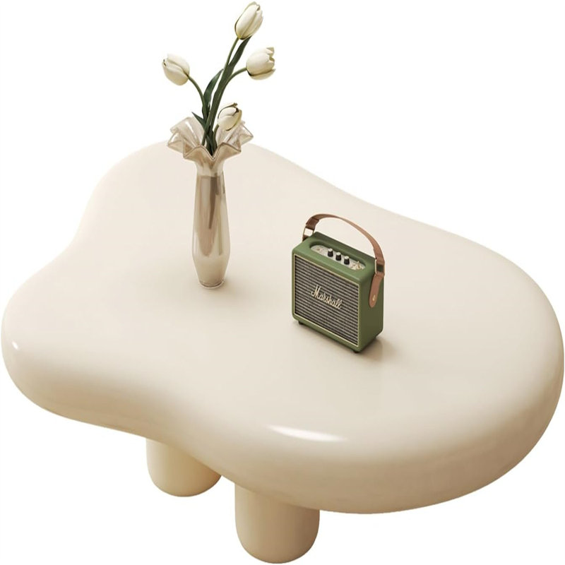 Mikolaj Modern Cloud Coffee Table - Cream Minimalist Style Accent Table for Small Living Room