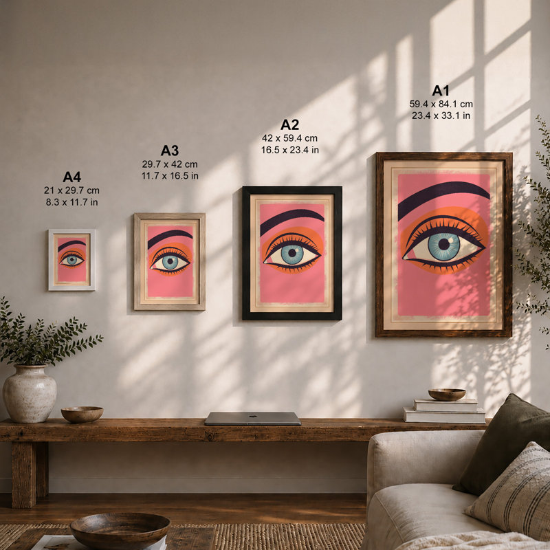 Bold Eye Study Pop Art - Framed Print, Oak, A3 - 42.0 x 29.7 cm