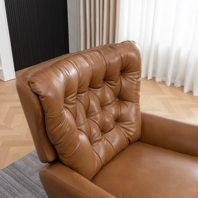 Genuine Leather Swivel Wingback Recliner