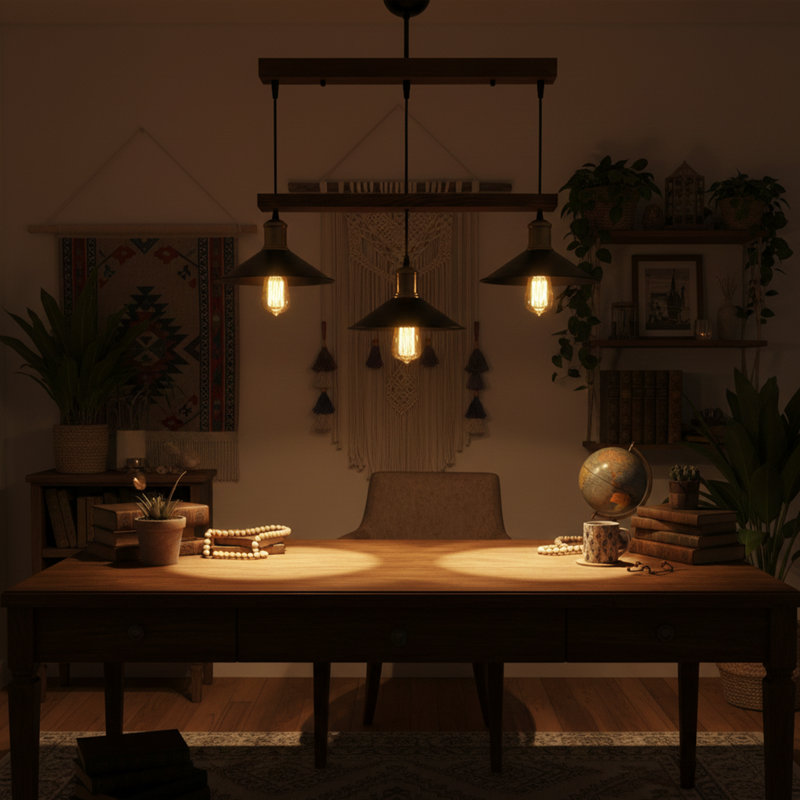 Lustre conique à 3 lumières pour îlot de cuisine Lucea