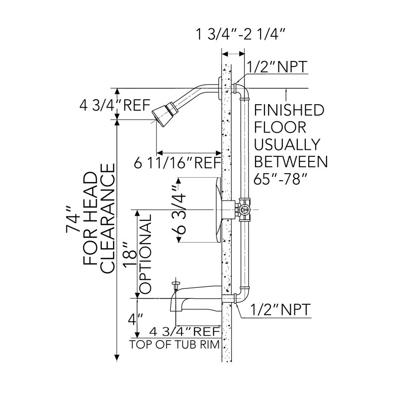 All-In-One Kit with Rough in-Valve, Chrome