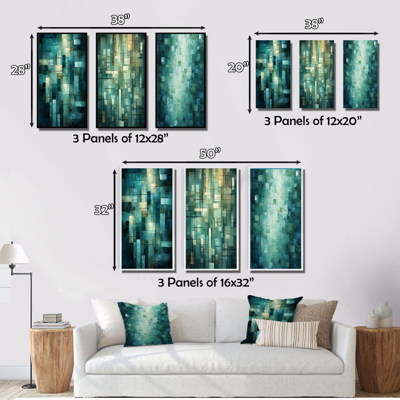 «Evanescence Of Dreams», ensemble de 3 peintures abstraites, Cadre flottant blanc, H 40 po x l 60 po