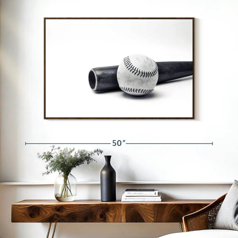 Baseball And Bat, Floating Frame Walnut, 40" X 27"