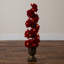 3 pi. Arbre de Noël topiaire en forme de poinsettias et de baies avec 30 lumières DEL blanc chaud pré-éclairées
