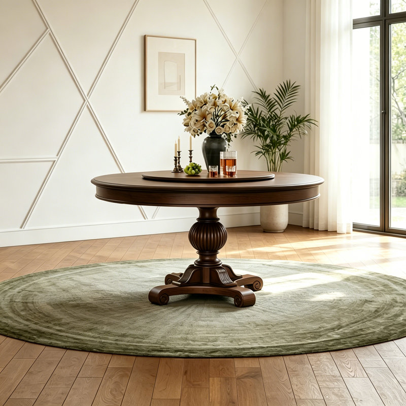 American Retro Solid Wood Round Dining Table