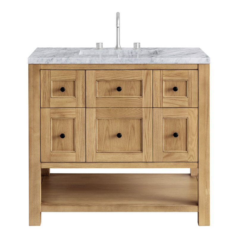 Breckenridge 36'' W Single Vanity, Light Natural Oak, Carrara White, 8" Widespread