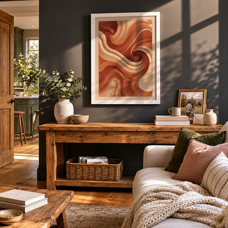 Flowing Earth Forms Abstract - Framed Print, A4 - 29.7 x 21.0 cm, White