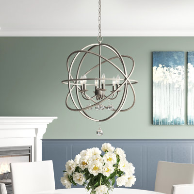 Berdina 6 - Light Steel Dimmable Globe Chandelier