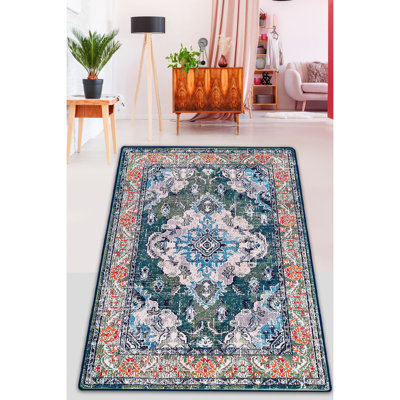 Stylish Area Rug, 5.2 x 7.5 Feet, 100% Polyester, 0.4-inch Pile Height | Antibacterial, Non-Slip Underside, Machine Washable | Perfect for Living Room, Bedroom, or Dining Area | Easy Care, Elegant Design