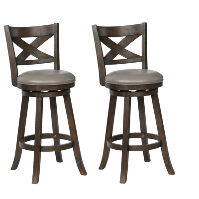 Kailayah Swivel Upholstered Counter Stool with Solid Wood Frame