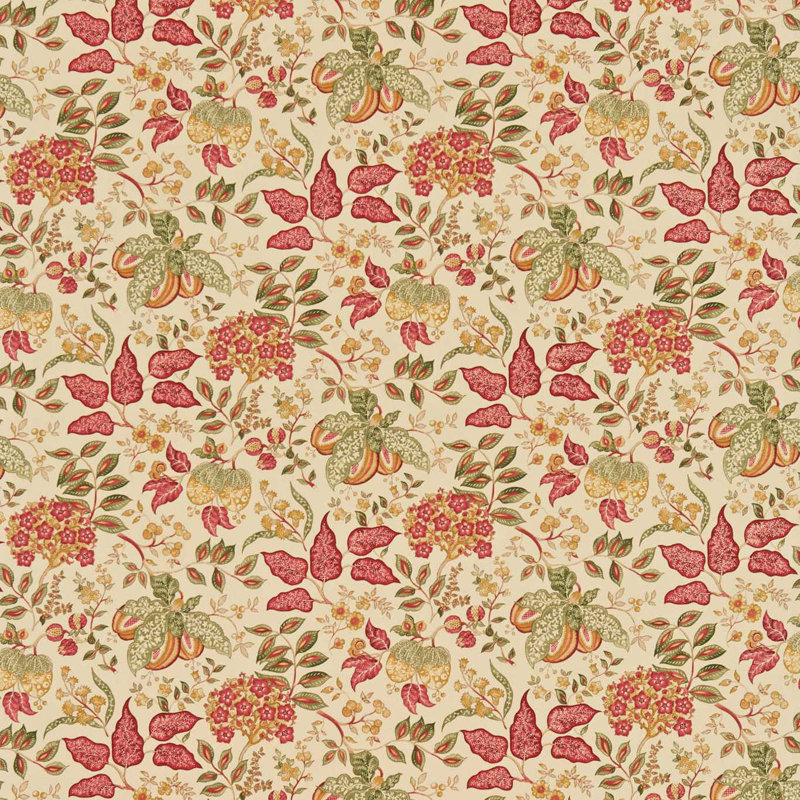 Madagascar Fabric, Gold/Red