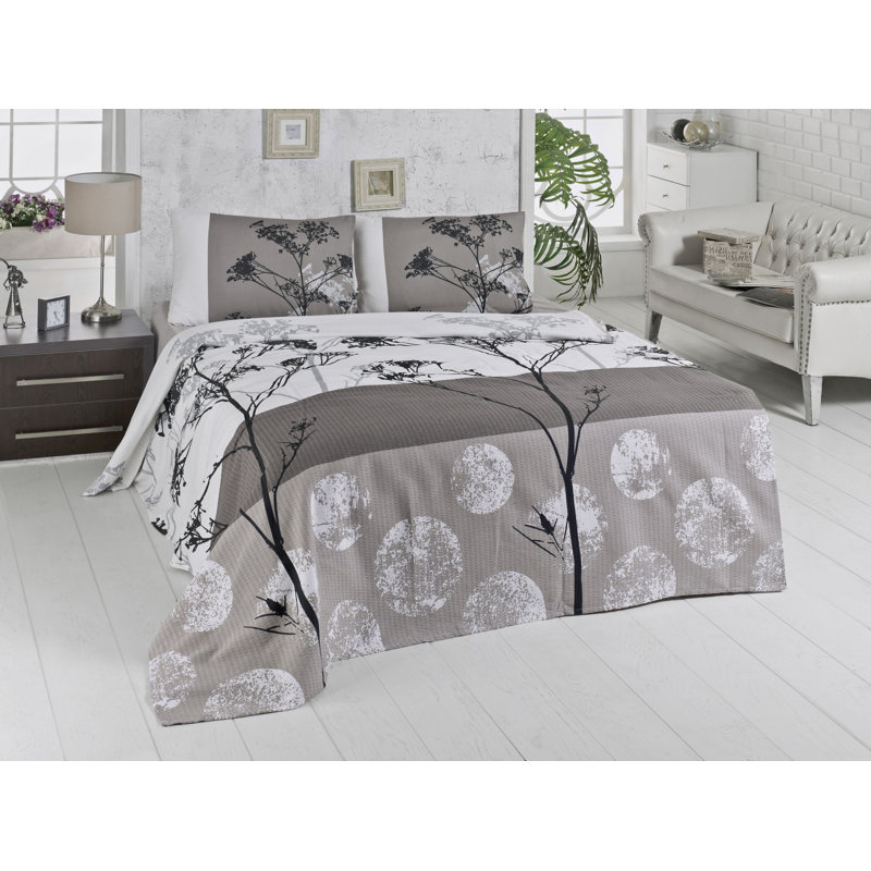 Jeté en coton Adeena, gris, L 63 po x L 91 po