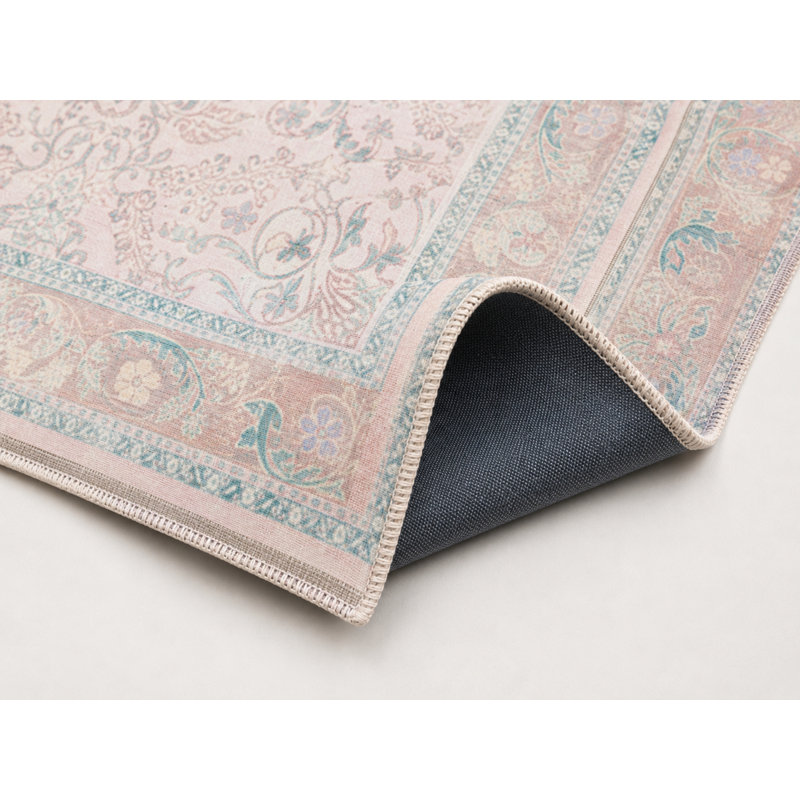 Tapis rose lavable intérieur / extérieur Dahl, Rectangulaire 3 pi x 5 pi
