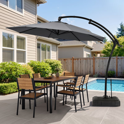 Pavillon de jardin permanent en métal Parasol octogonal en porte-à-faux avec base
