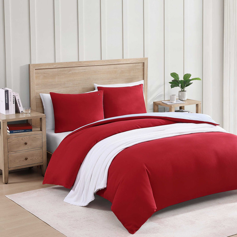 Ensemble de housse de couette Tommy Hilfiger, Rouge, Housse de couette très grand et 2 très grandes t