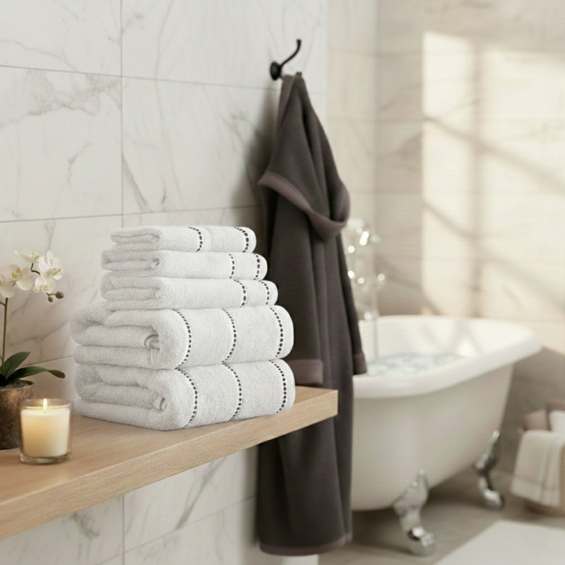 6PC Towel Set - Cotton Bathroom Accessories with 2 Bath Towels, 2 Hand Towels, and 2 Wash Cloths - Quick Dry Towels by Lavish Home