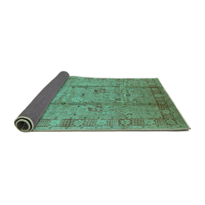 Tapis oriental en laine / polyester tissé à la machine en bleu, Rond 3 pi