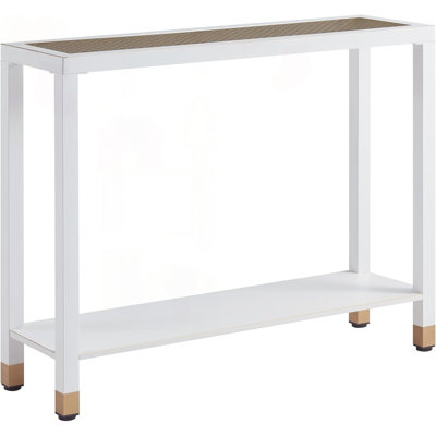 Table d'entrée 41 po en verre avec design à 2 niveaux et film en maille dorée