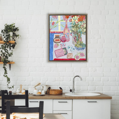 Red & Blue Table Setting Floating Frame, design by Melissa Wang