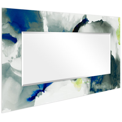 "Part The Skies I"Rectangular Beveled Mirror on Free Floating Reverse Printed Tempered Art Glass