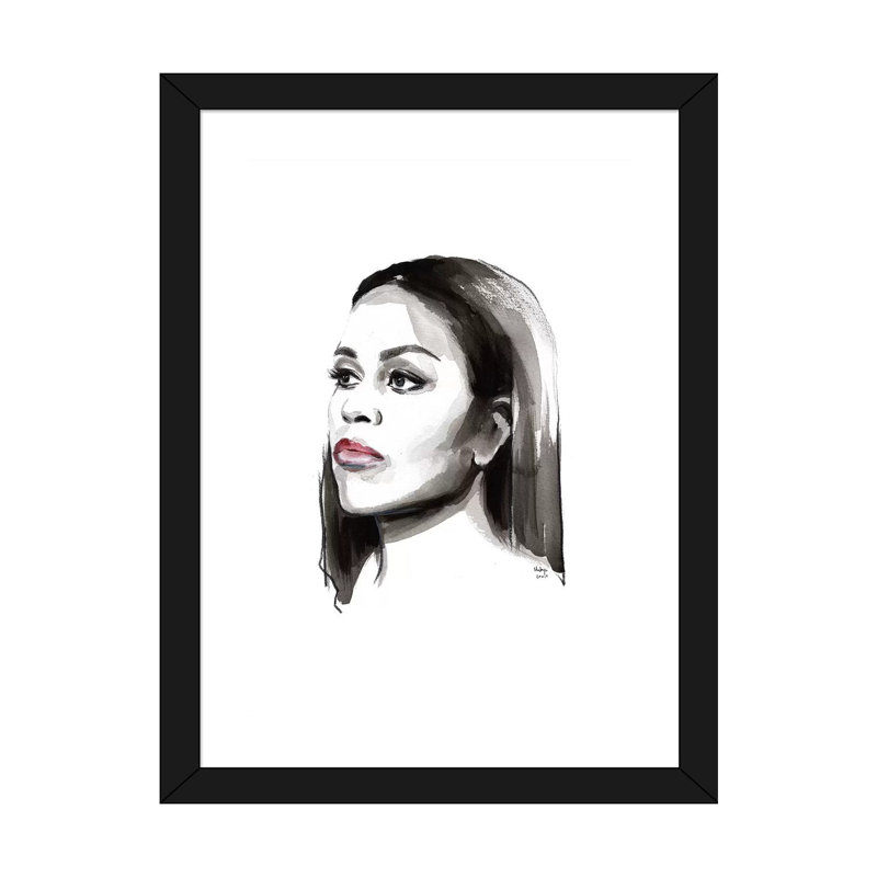 « Michelle Obama » par Hodaya Louis-impression, Papier encadré noir, Blanc, H 32 po x l 24 po x P 1 po