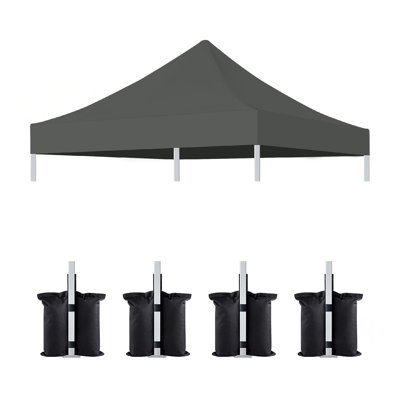 10X10 Canopy Replacement Top For Pop Up Canopy Tent And 4PC Pack Canopy Weight Bag(Only Cover And 4Pcs Sandbag Not Include Frame)