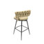 De 2 tabourets de bar en cuir technique brun. Pivote à 360 degrés, base en métal, tissé pour îlot de cuisine, café, cadre 2 pièces, siège rembourré avec barre,