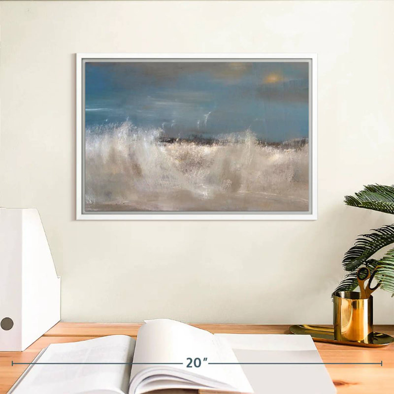 Vagues de la mer sauvage, Cadre flottant blanc, 13 po x 9 po