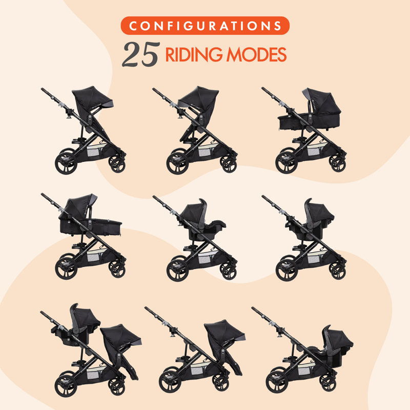 Système de voyage modulaire simple à double et siège d'auto Baby Trend Morph, gris Dash