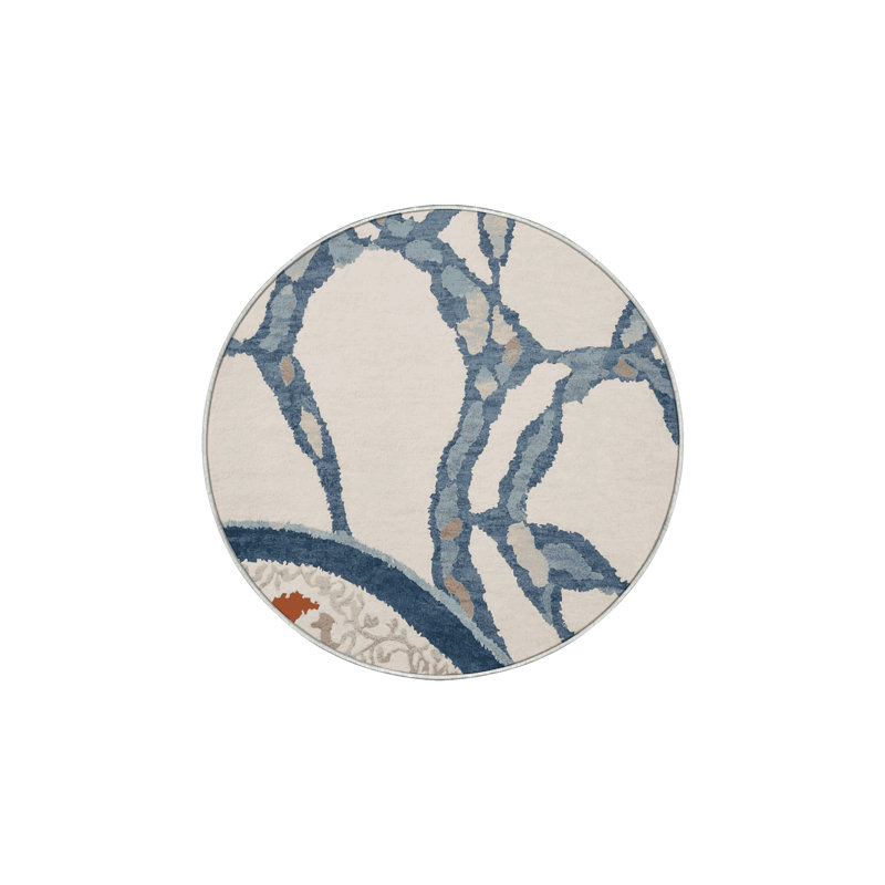Tapis beige lavable à la machine, Rond 7 pi