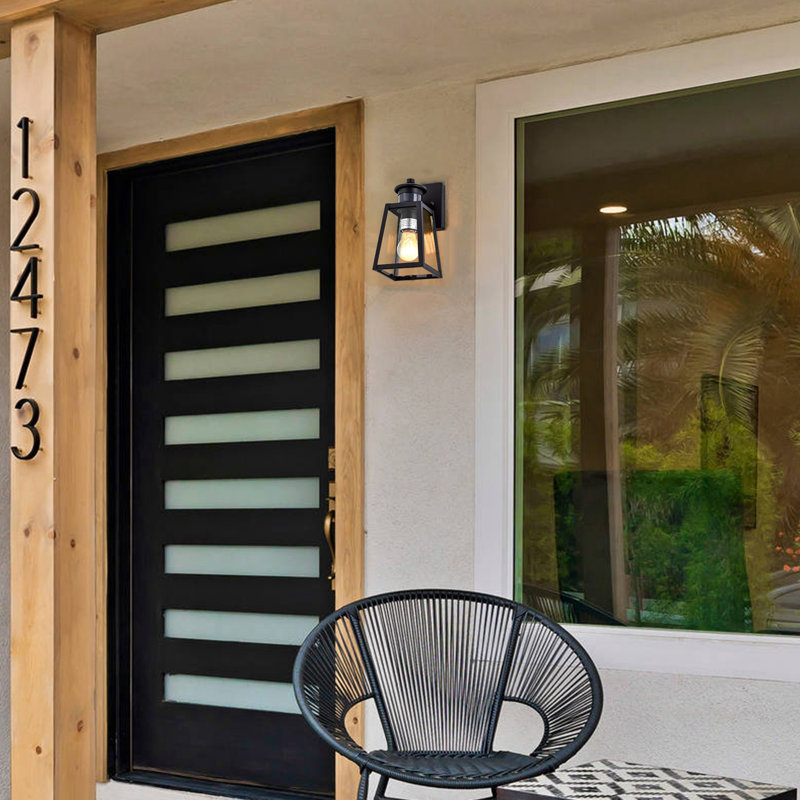 Asaru Motion Sensor & Dusk to Dawn 9.5"H Matte Black Outdoor Wall Lantern