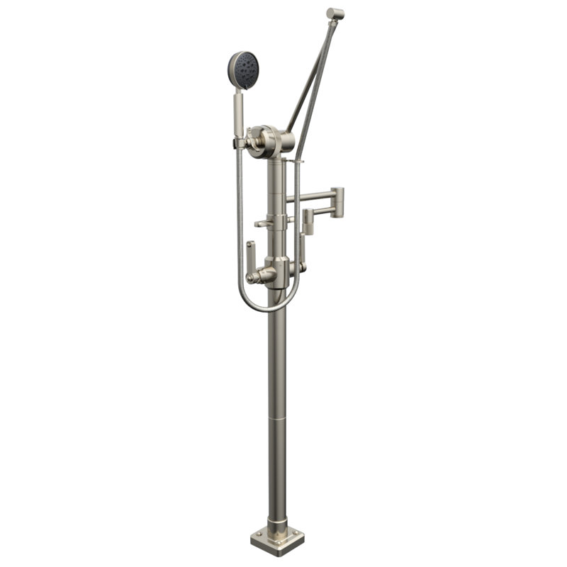 Argonaut Freestanding Tub Filler w/ Hand Shower, Polished Nickel