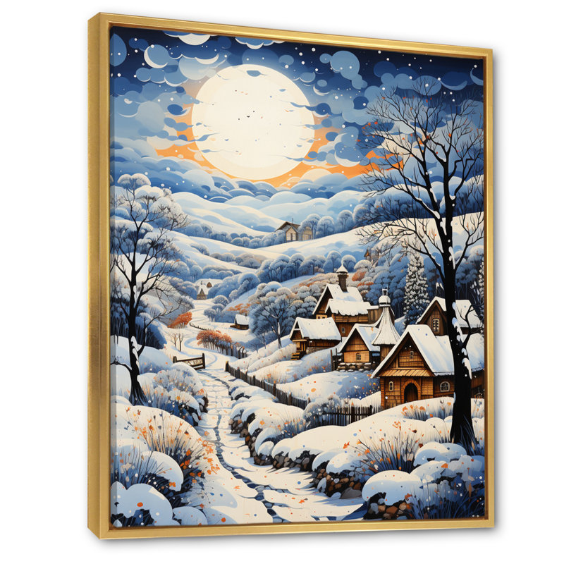 " Harmony Of Winter Village VI ", Gold Floater Framed, 32" H x 24" W x 1" D