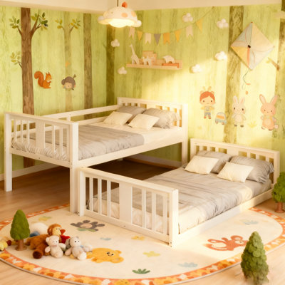Twin Size Solid Wood Low Bunk Bed