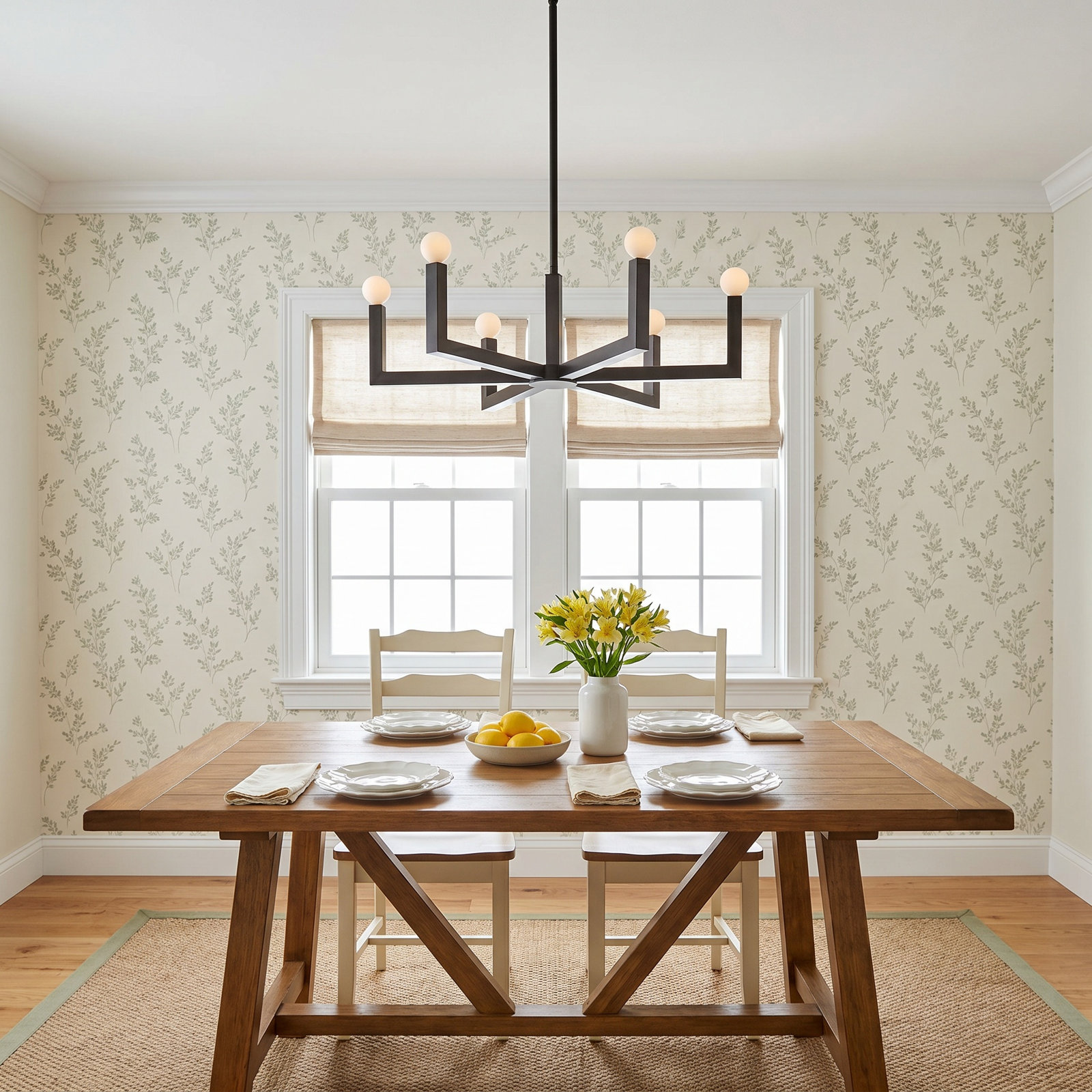 6 - Light Dimmable Geometric Chandelier, Black Oxide, 27"