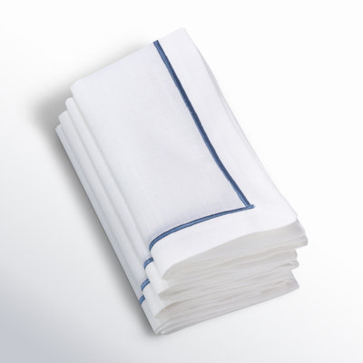 Odelle Embroidered Line Design Dinner 4 Piece Napkin Set