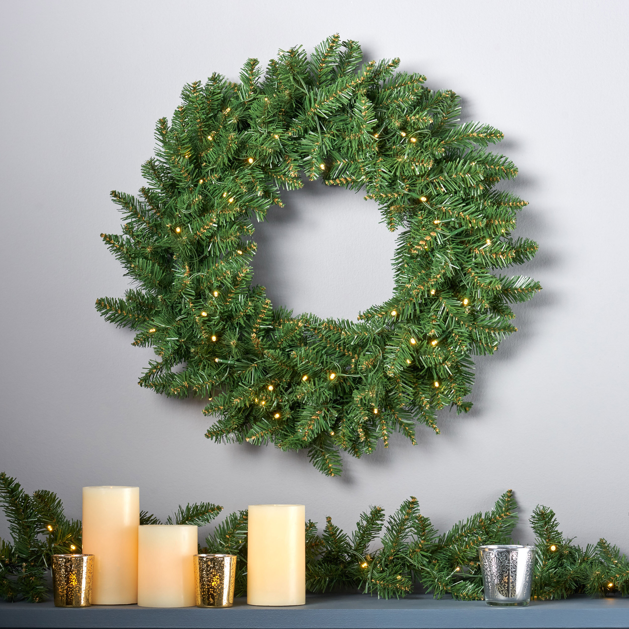 Steelside™ Faux Lighted Spruce 24'' Wreath & Reviews | Wayfair