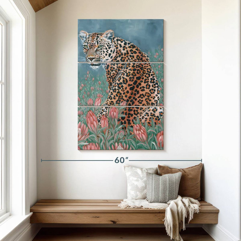 Brampt Leopard In The Flowers, 50" H x 32" W