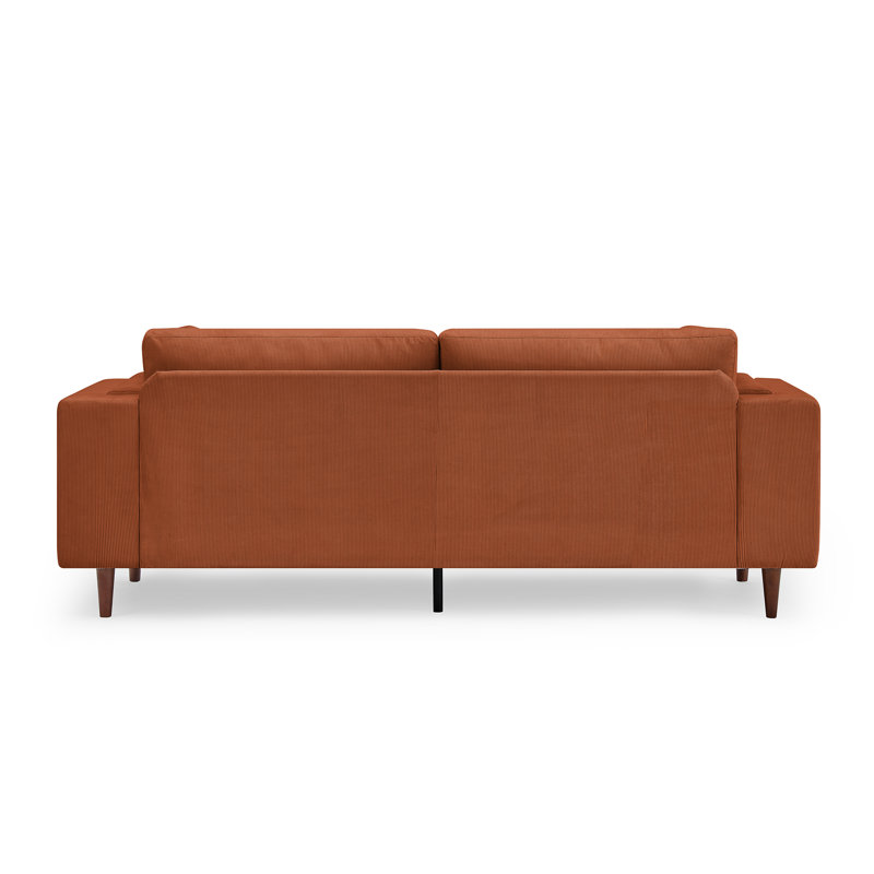 Kraz 215.9Cm Square Arms Sofa, Curry Corduroy